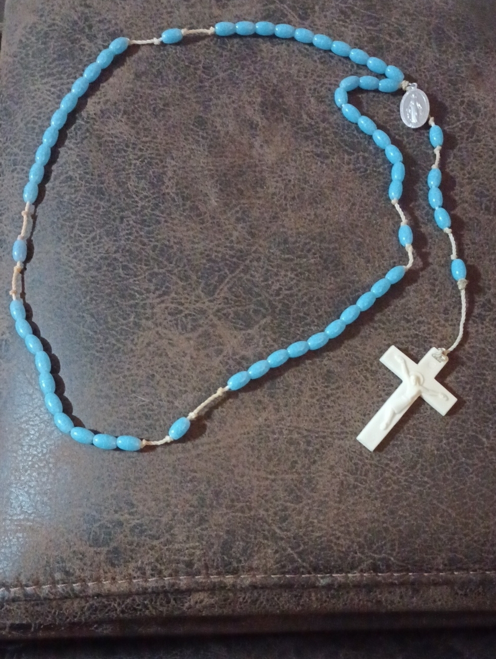 $4 Add-on Blue Beaded Rosary Necklace